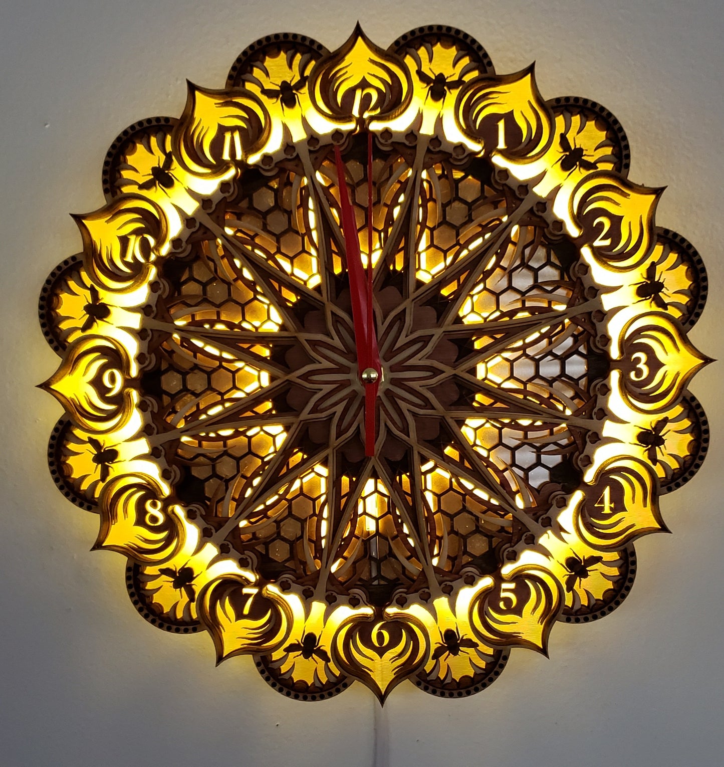 Bee on time multi layer LED lit clock