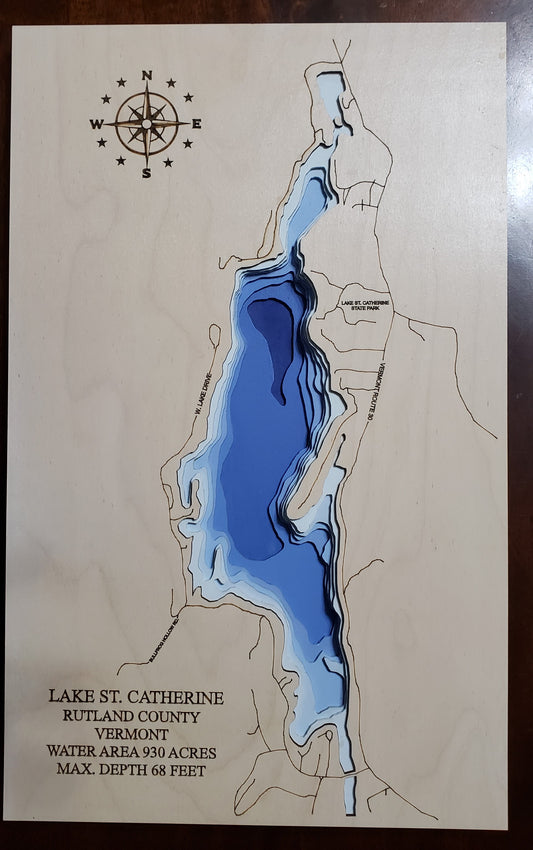 Lake St. Catherine in Vermont depth map - 8 layers - bathymetry